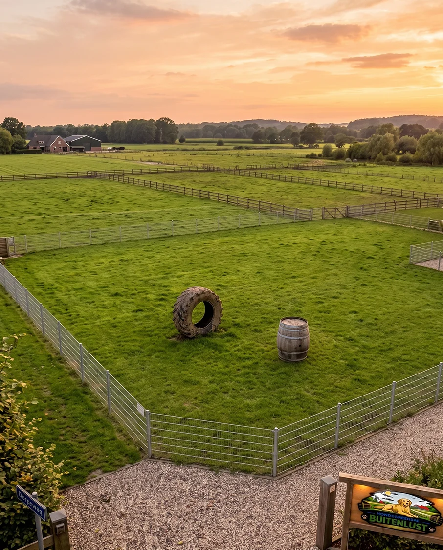 Overzicht van de buitenrennen op het terrein van Buitenlust
