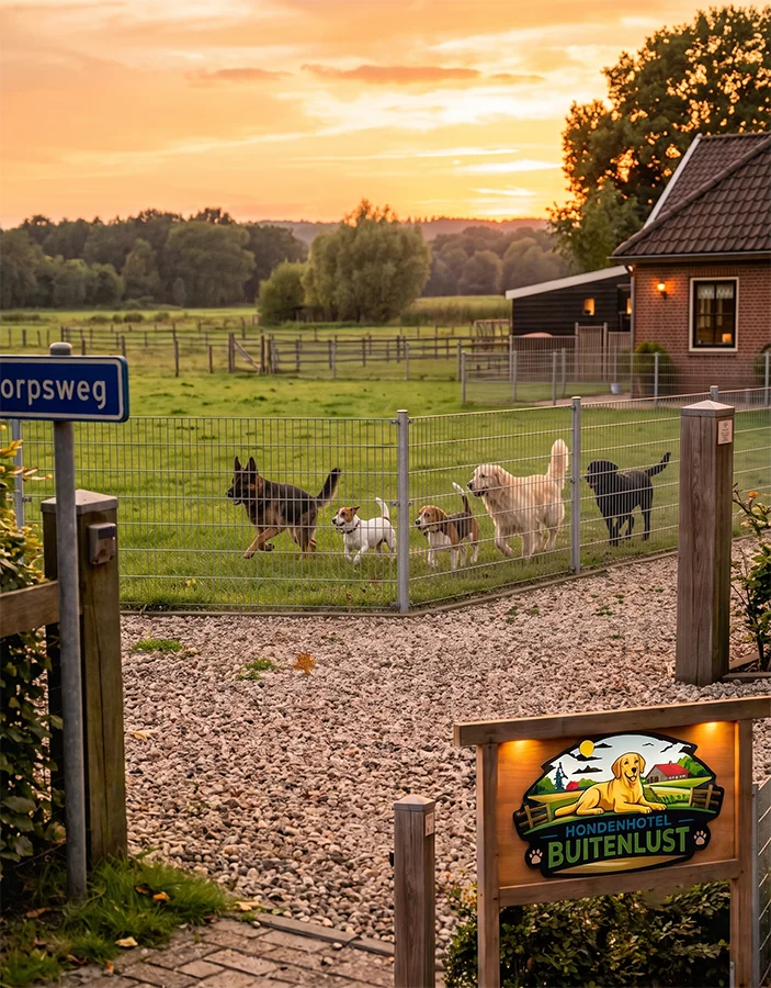 Honden rennen door de buitenren