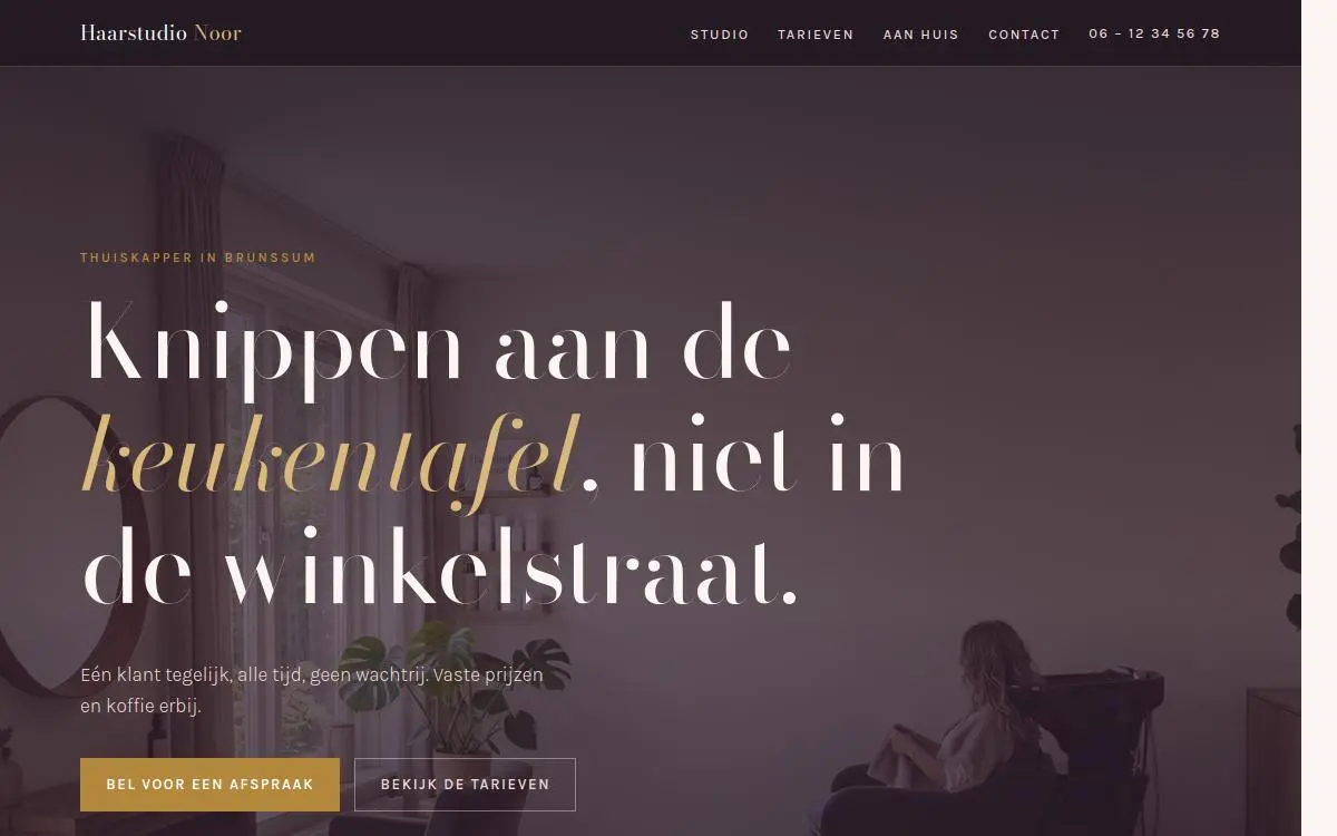 Website Haarstudio Noor, thuiskapper